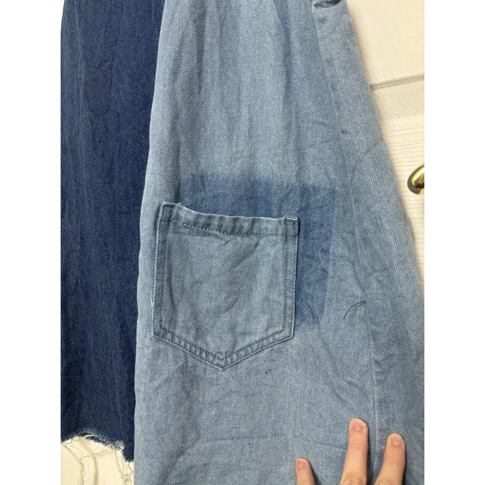 H&M Blue Denim Overall Dress Size 4 Mismatched Style Festival Minidress - Image 4