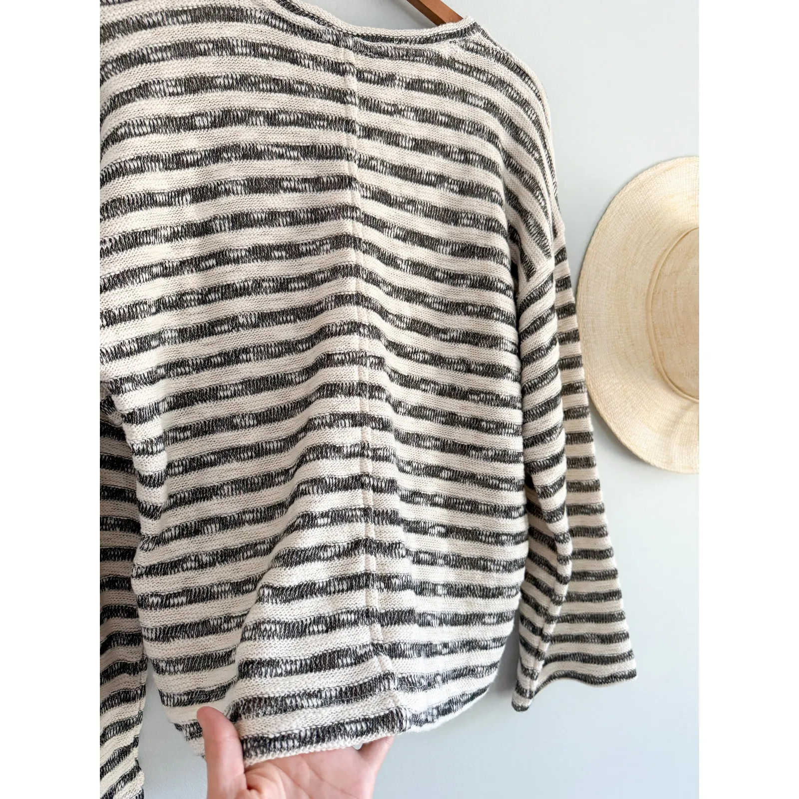 Madewell | NWT Crewneck Long-Sleeve Knit Tee in Stripe navy cream | Sz M - Image 11