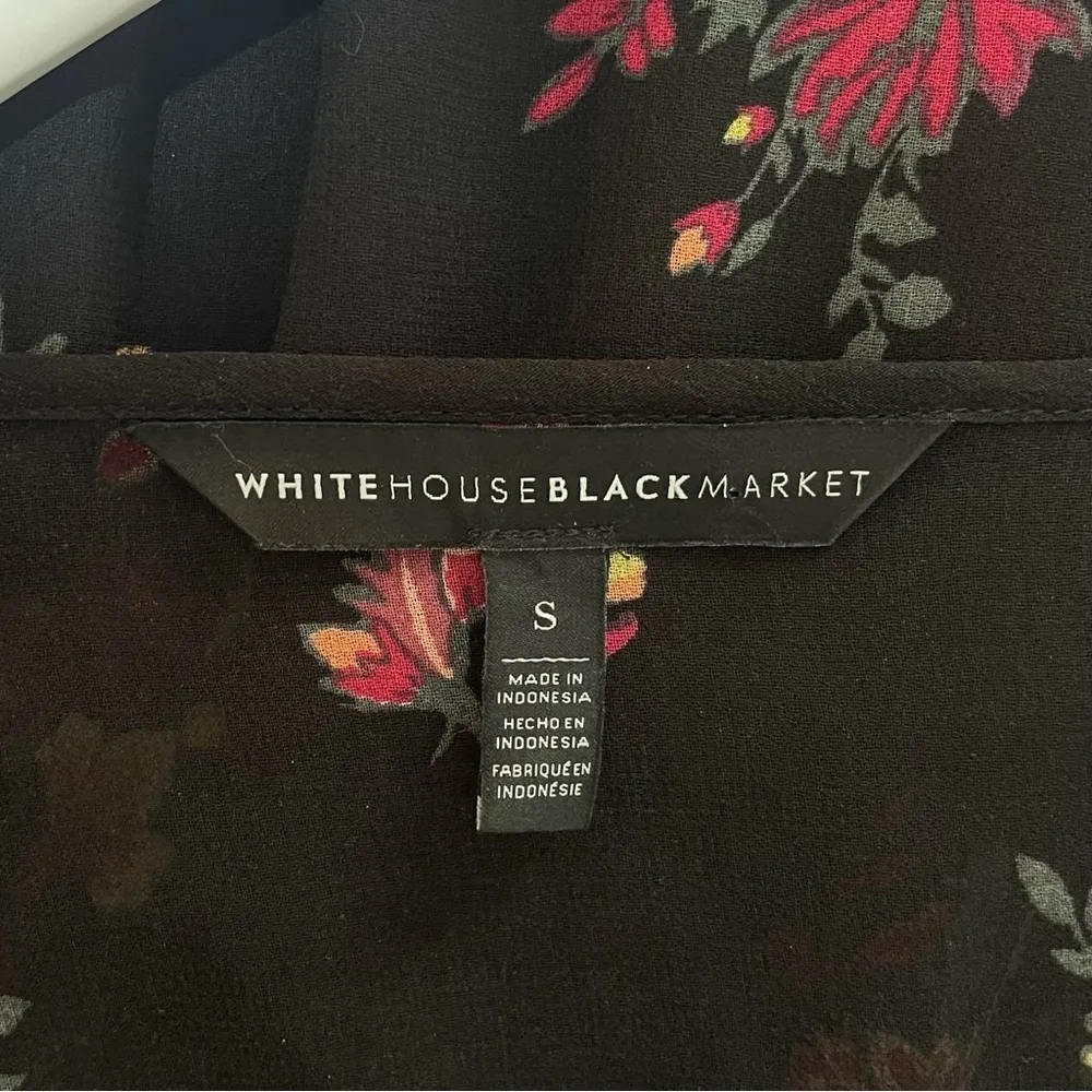 White House Black Market Bell Sleeve Floral Print Dress Black & Pink Size Small - Image 10