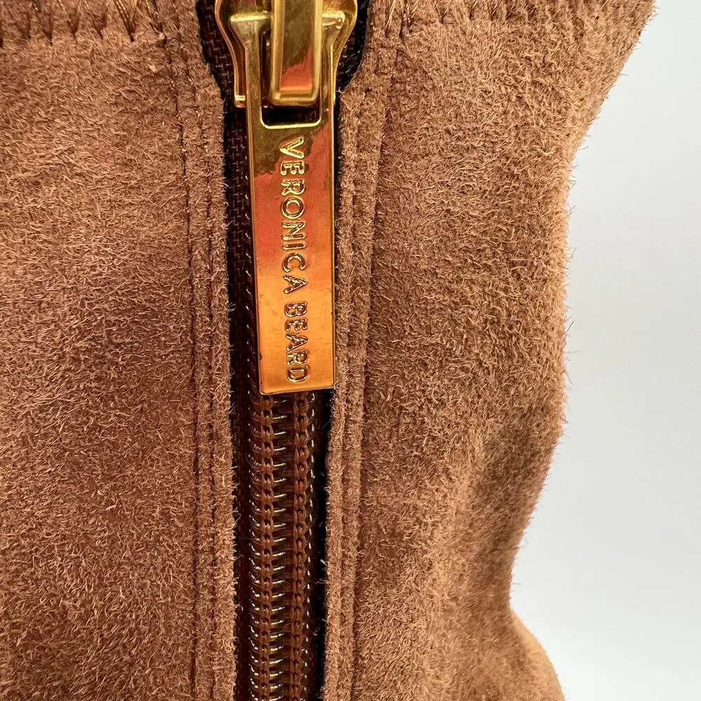 Veronica Beard Women 9.5 Arlo Suede Leather Wedge Boots Hazelwood Tan Brown NWOT - Image 4
