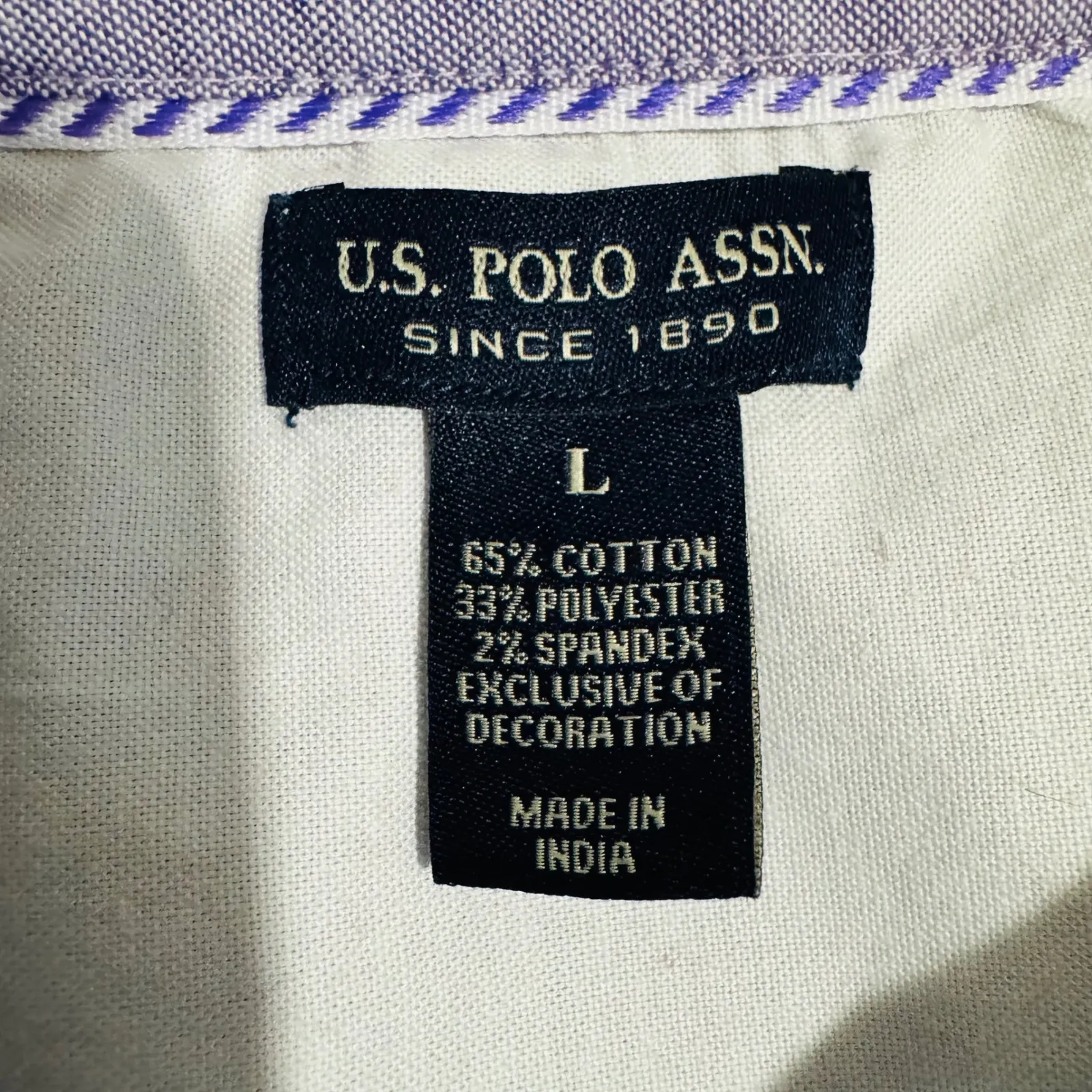 US Polo Assn Oxford Button Down Shirt Purple Embroidered Polo Player Women's L - Image 8