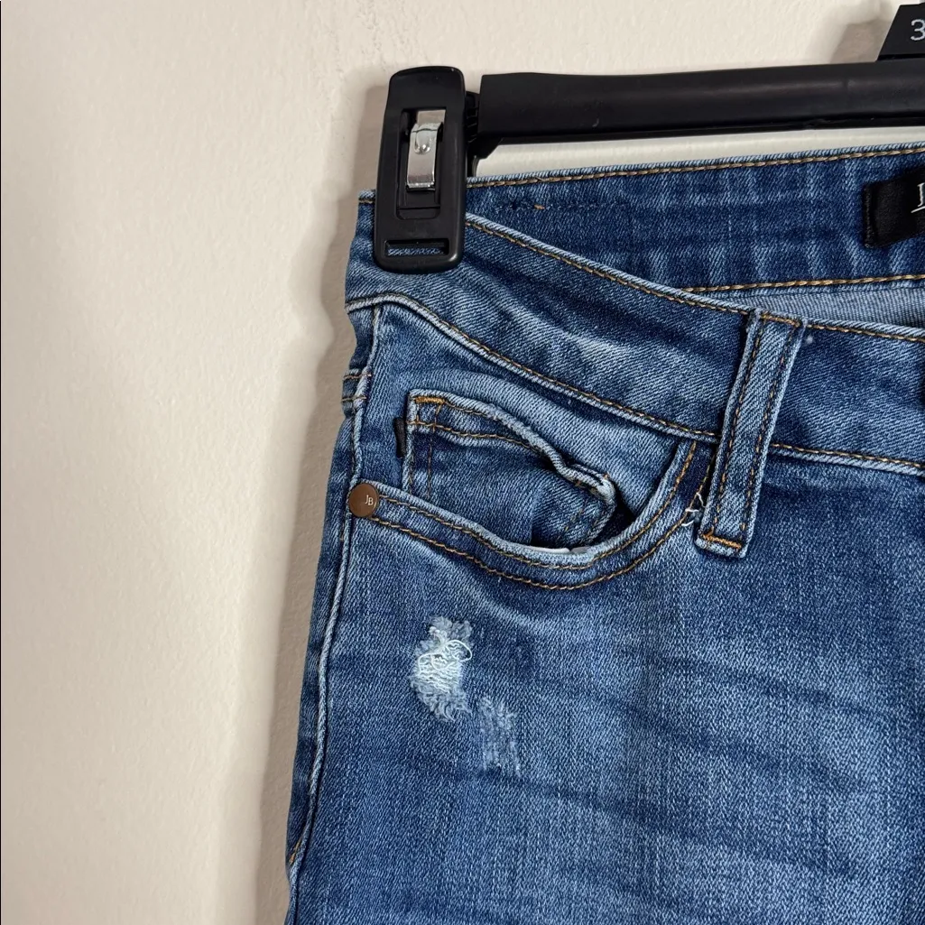 Judy Blue Distressed Buffalo Plaid Patch Blue Skinny Fit Jeans 0/24 - Image 7