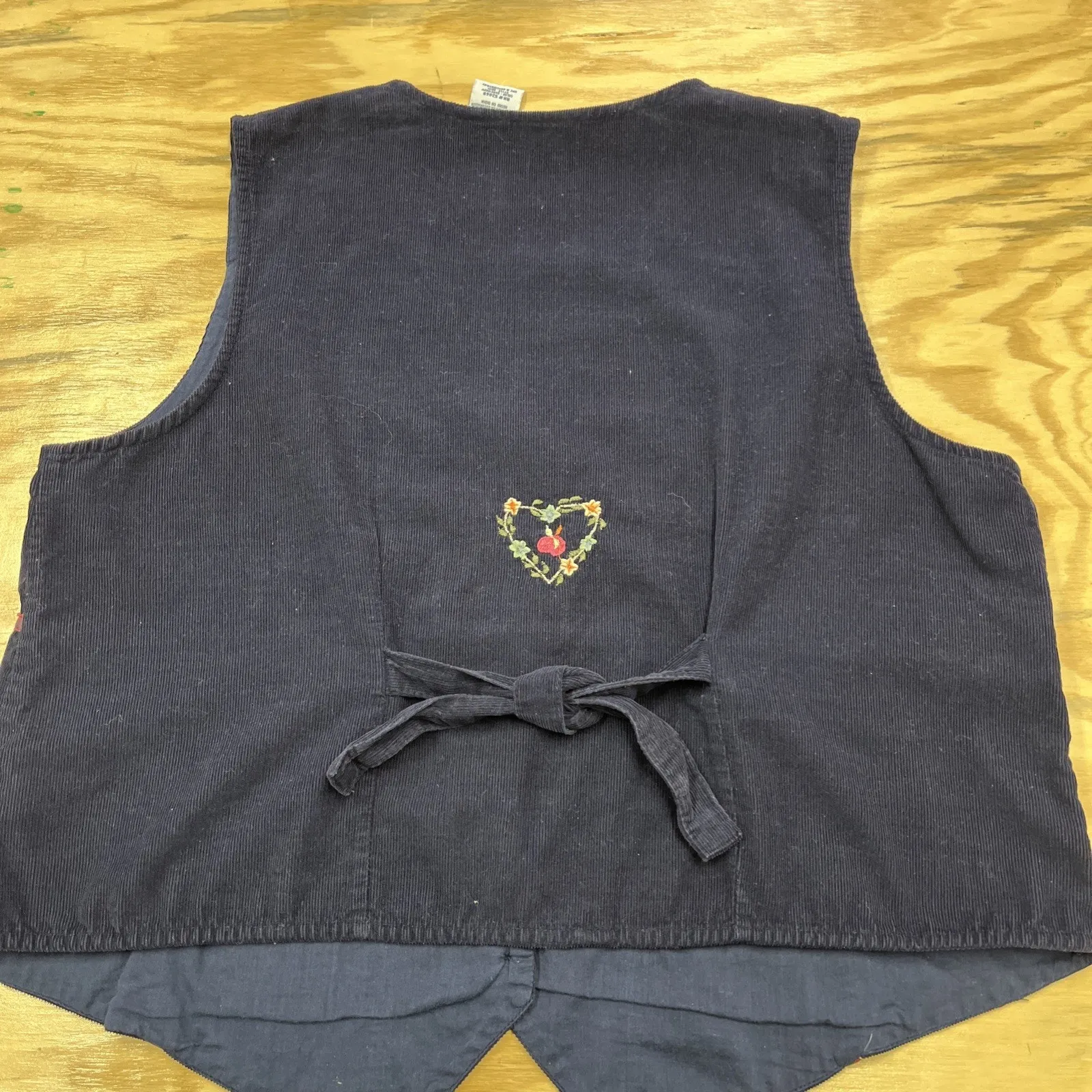 Vtg Bobbie Brooks Women's Corduroy Birdhouse Hearts Vest L (12/14) Blue Retro Size L - Image 8