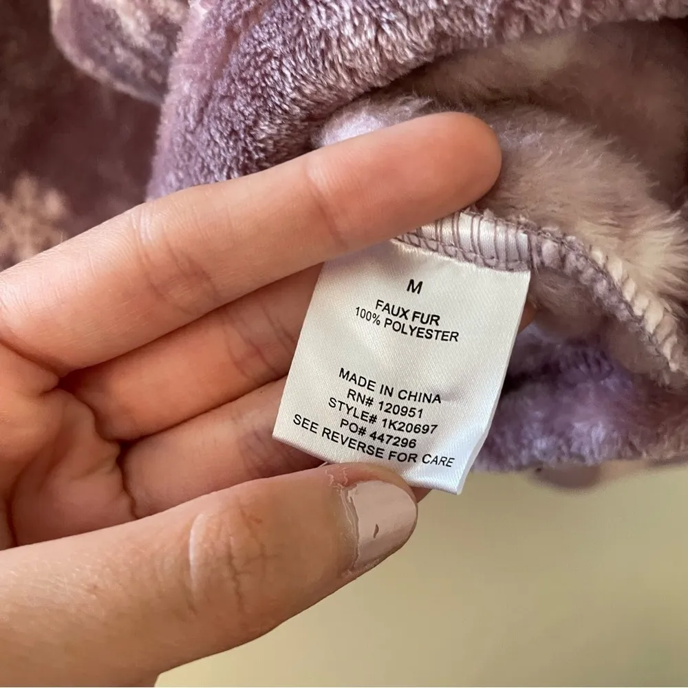 Cozie by Pink Rose pink and purple snowflake faux fur warm winter fluffy top - Image 7