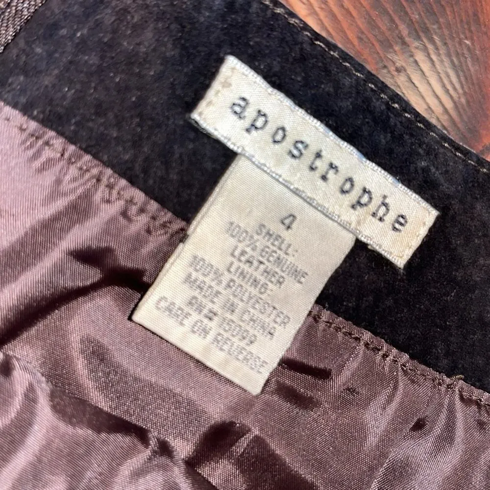 Vintage Leather Lined Long Skirt with Slit Brown Size 4 - Image 5