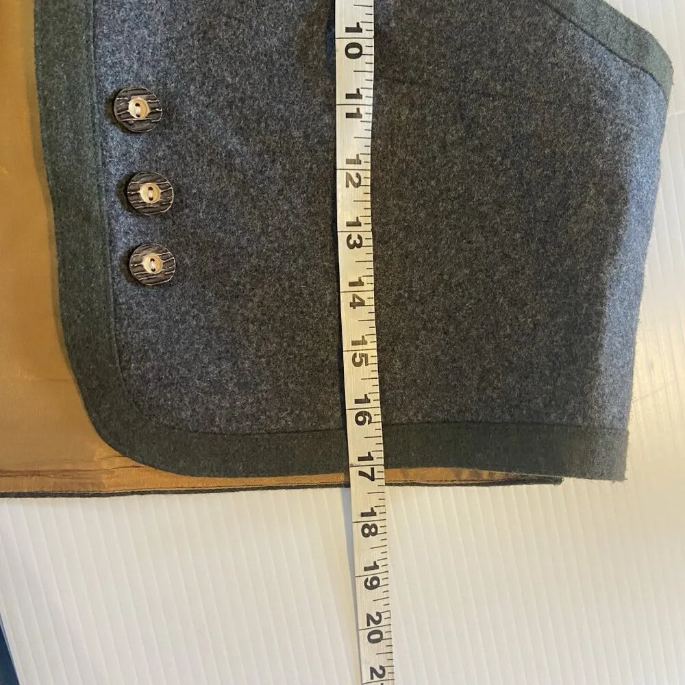 Vintage ROSE DIRNDL Gray Boiled‎ Wool Women Austria Hunting Riding Vest Size 46 - Image 7