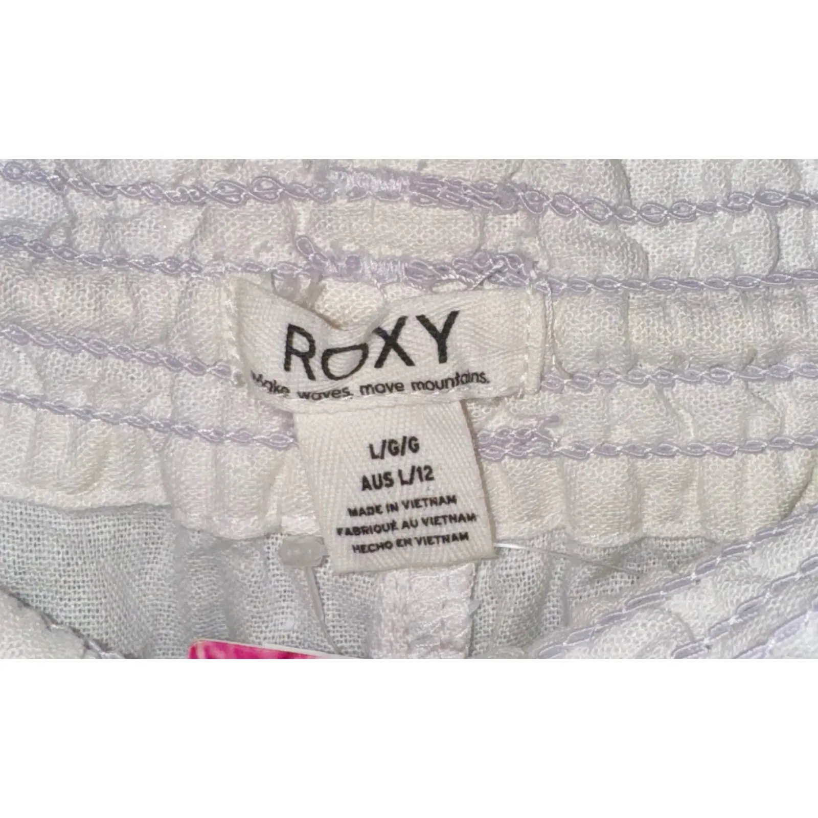 New Roxy Linen Blend Wide Leg Pants Womens Large Breathable Lightweight Nautical - Image 9
