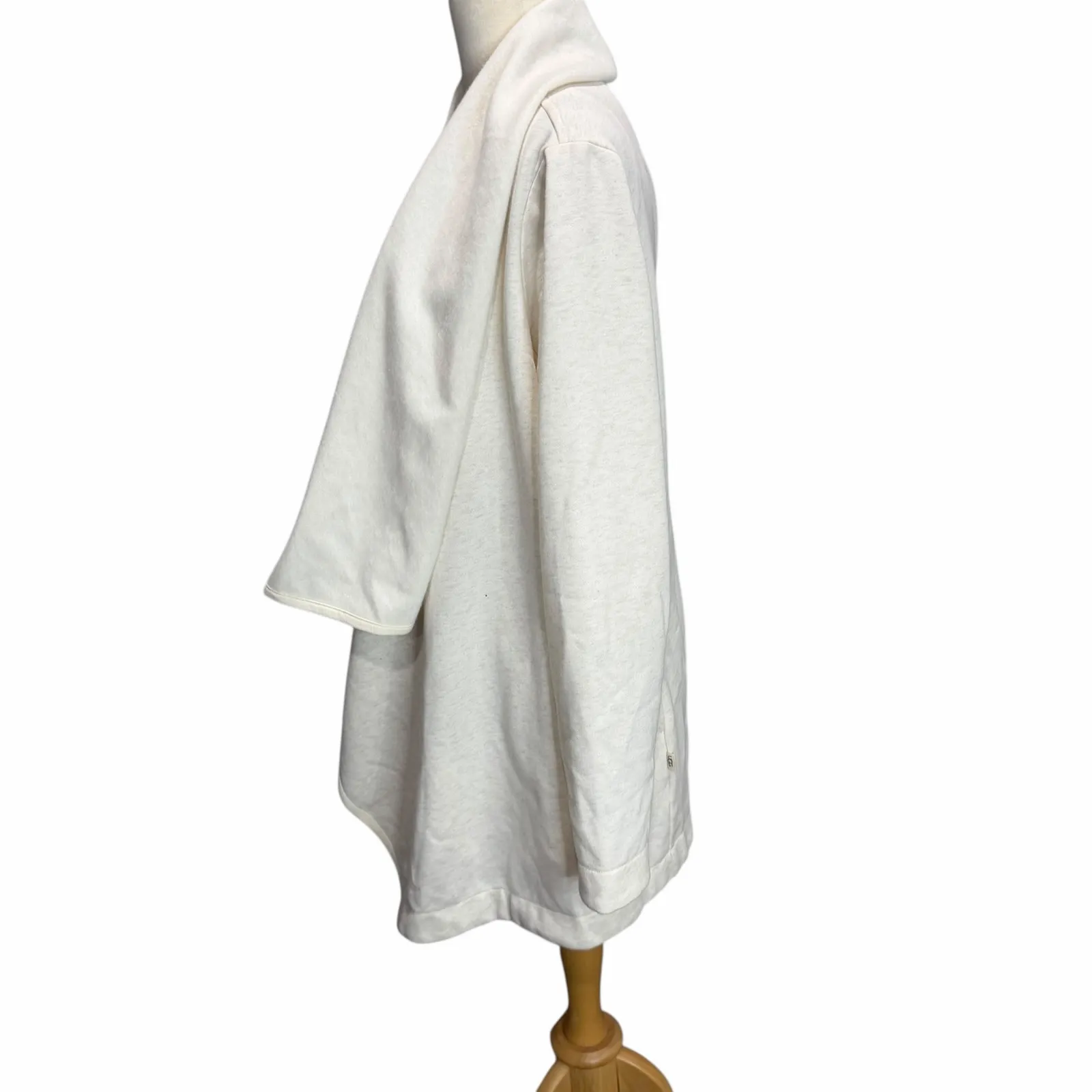 Ugg Janni Fleece Cardigan Women M Oatmeal Heather Open Asymmetrical Plush Lounge - Image 4