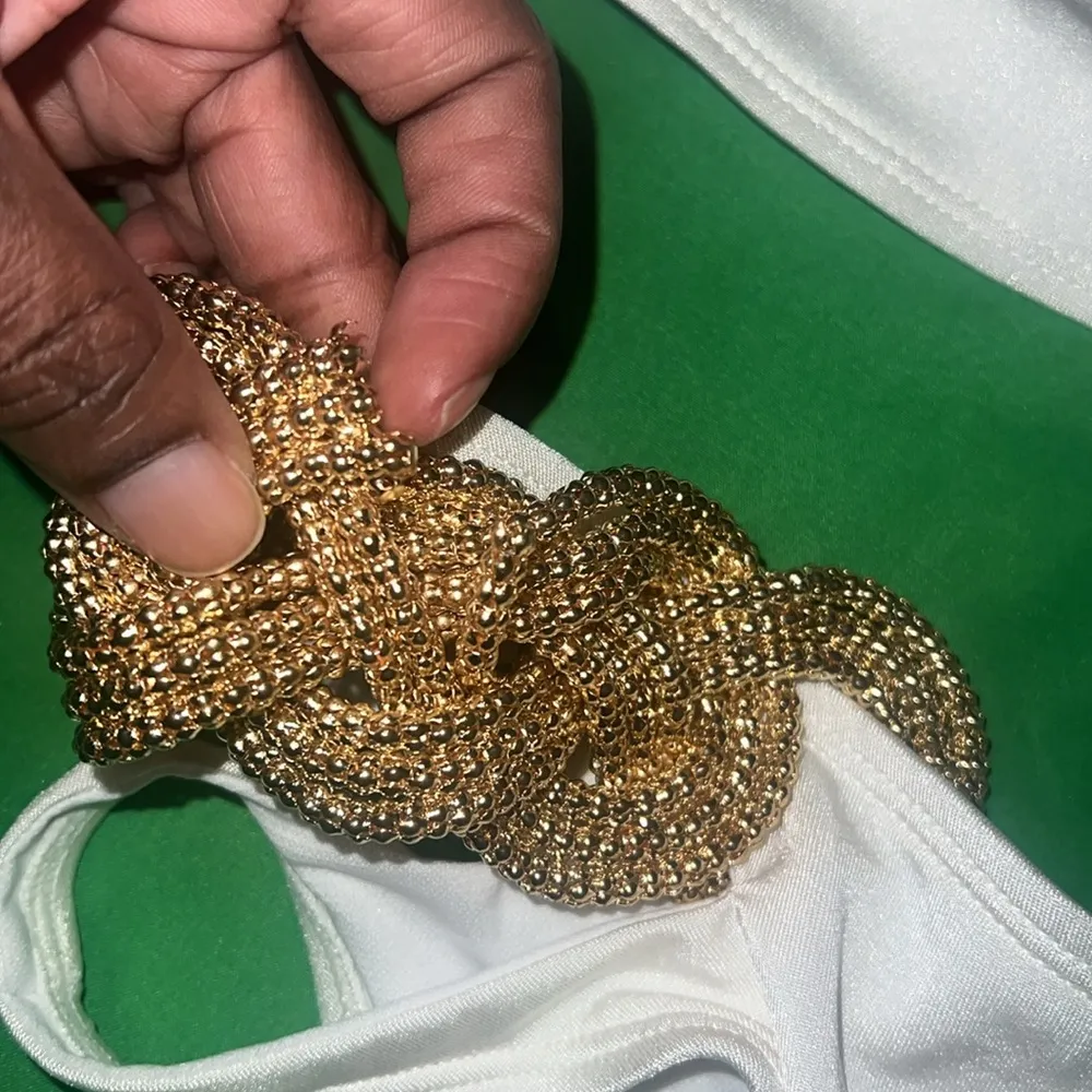 NWT Pretty Little Thing White Bikini 3 Piece Set with Sheer Cover-Up size 6-FLAW - Image 5