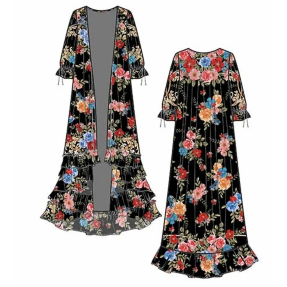 Johnny Was Royal Long Ruffle Kimono - Image 2