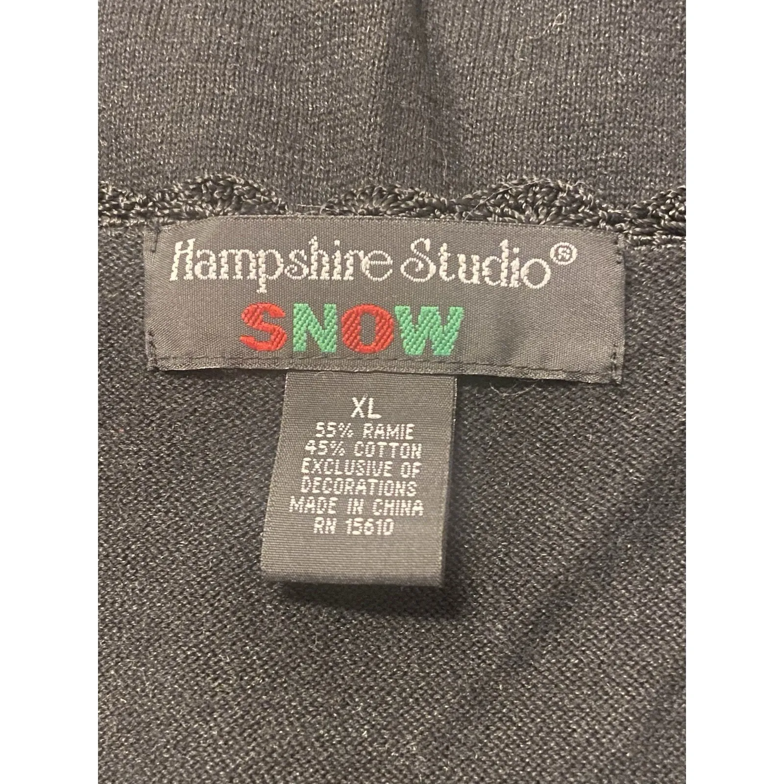 Vtg Hampshire Studio Snow Christmas Sweater Vest XL Snowman Beaded Black Lace - Image 6