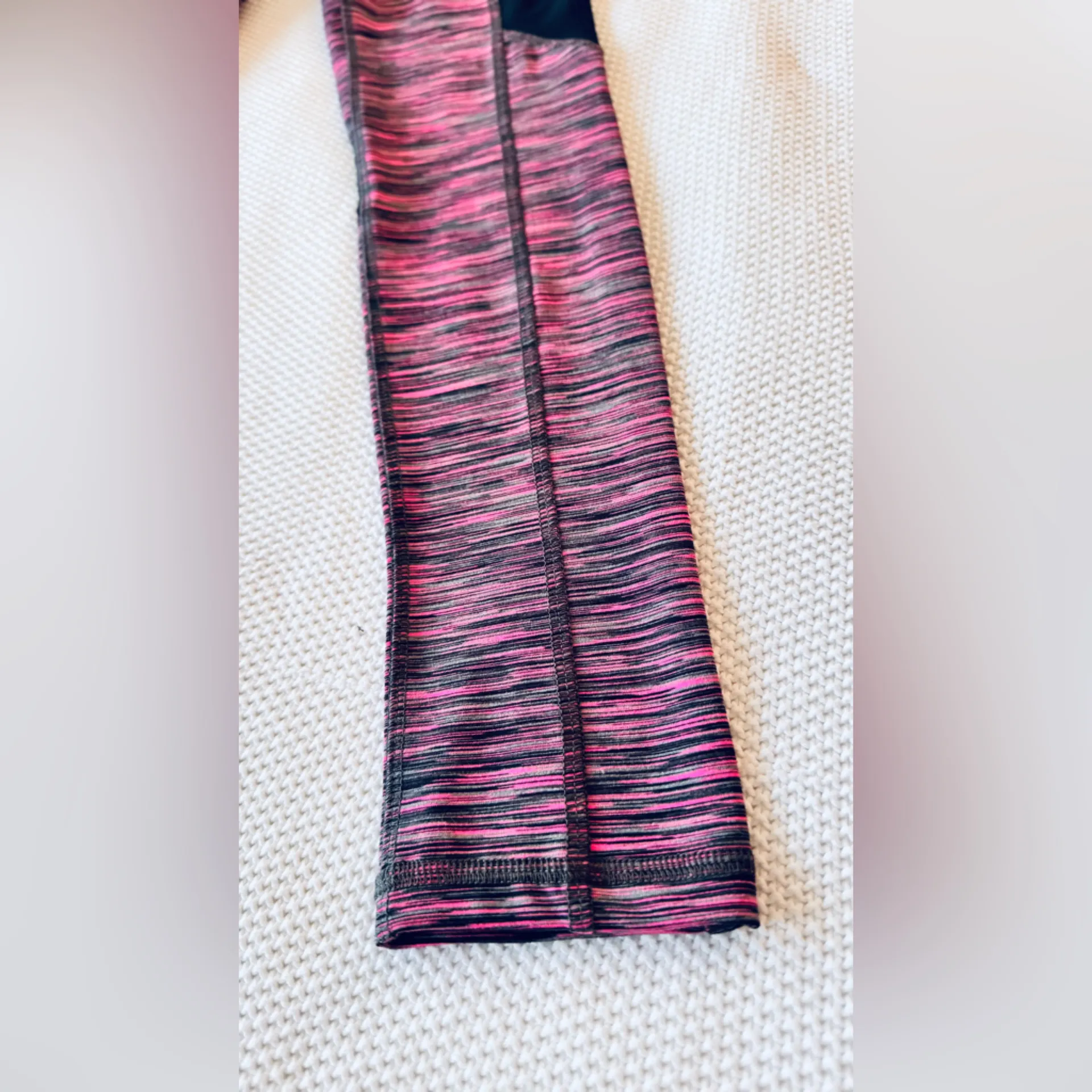 KOS USA Pink & Black Women's Leggings w Mesh Cut - Image 4