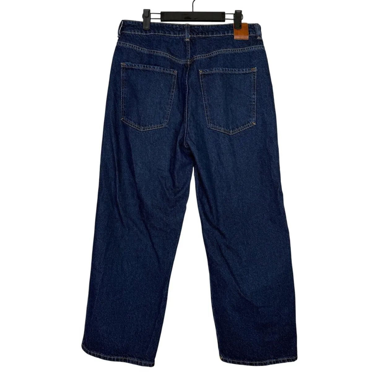 Zara Wide Leg Baggy Relaxed High Rise Ankle Jeans Cotton 10 Dark Blue Wash #4066 - Image 12