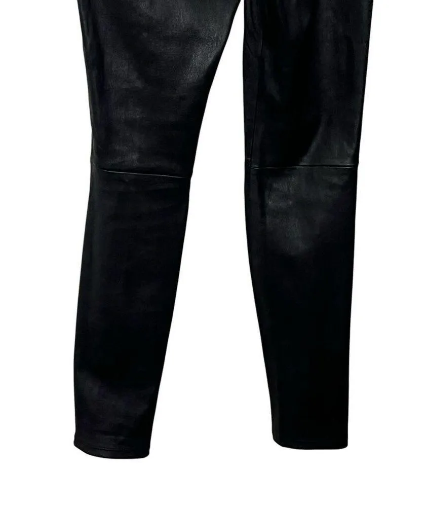 Theory Adbelle L2 Pants Lamb Leather Skinny High Rise Plants Black Womens Size 8 - Image 8
