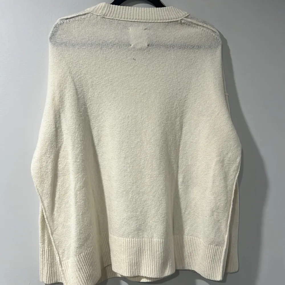 Aerie Women's CozyUp Cream Sweater Size Medium Oversized Crew Neck Soft - Image 4