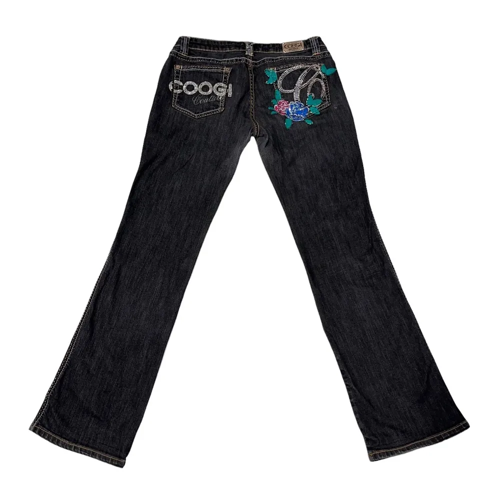 COOGI Vintage Black Hand Painted Rhinestone Embellished Jeans - Image 5