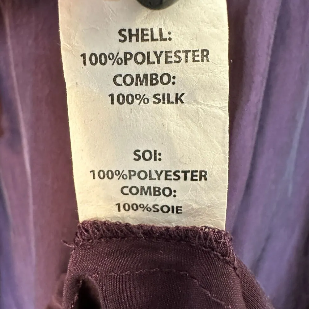 Ramy Brook Silk Eggplant Purple Sheer Long Sleeve Tie Neck Blouse Size Large - Image 5