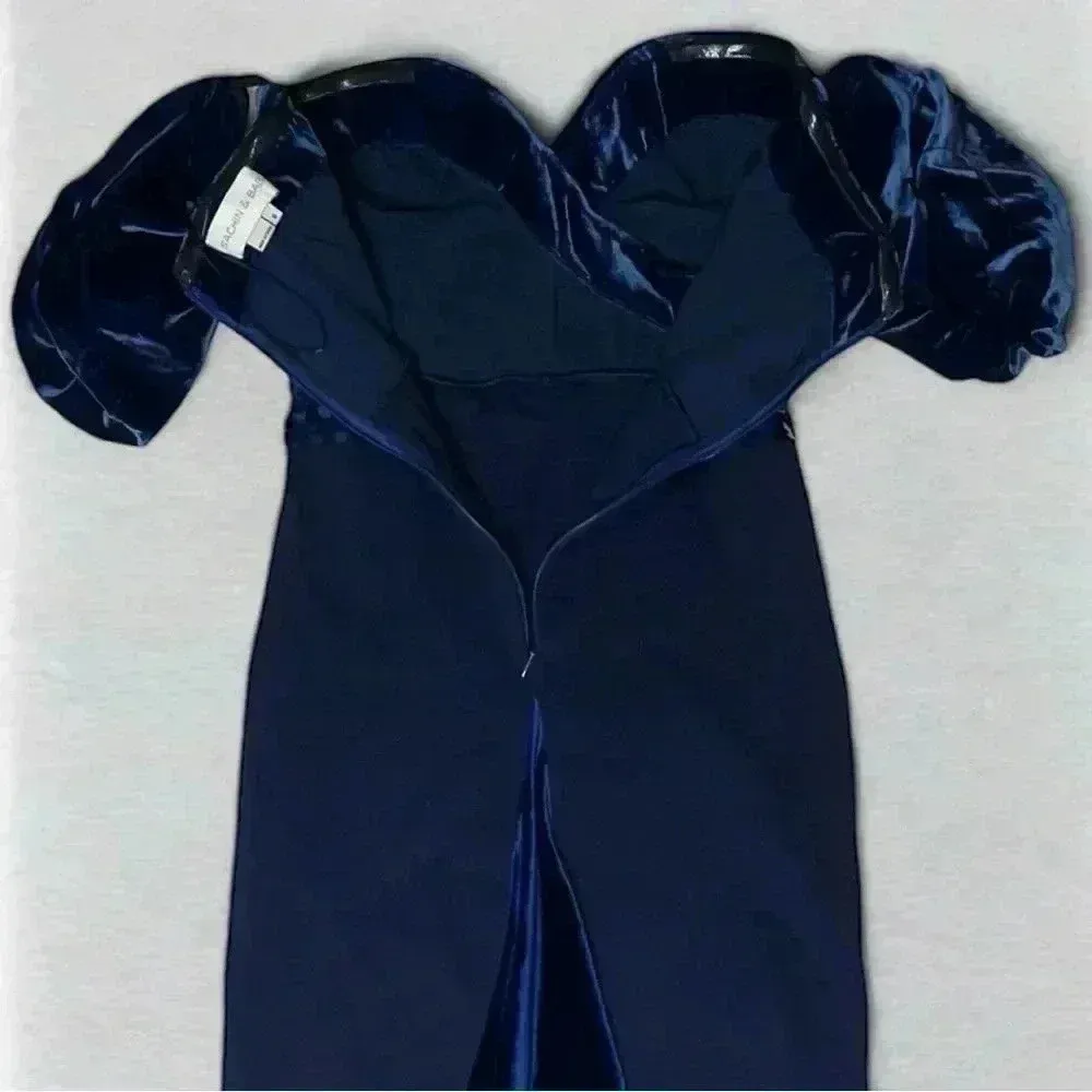 NWOT SACHIN & BABI Off-The-Shoulder Soto Midi Dress Size 6 Blue Sapphire Silk - Image 8
