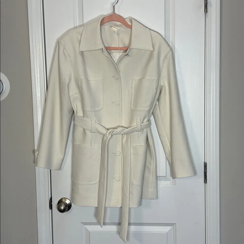 & Other Stories Belted Patch Pocket Jacket Cream Sz 12 NWT - Image 4