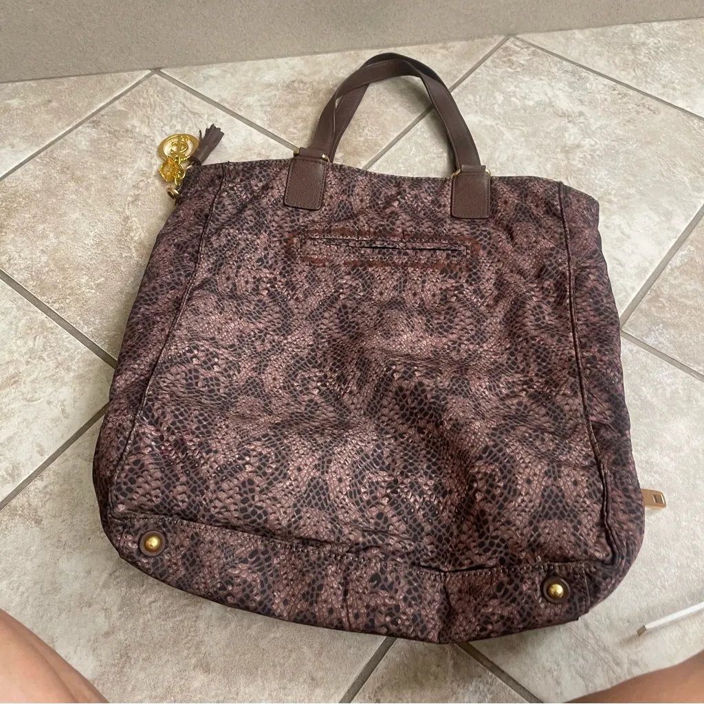 JUICY‎ COUTURE WEEKEND WARRIOR NYLON TOTE Shoulder NATURAL SNAKE READ!!! - Image 9