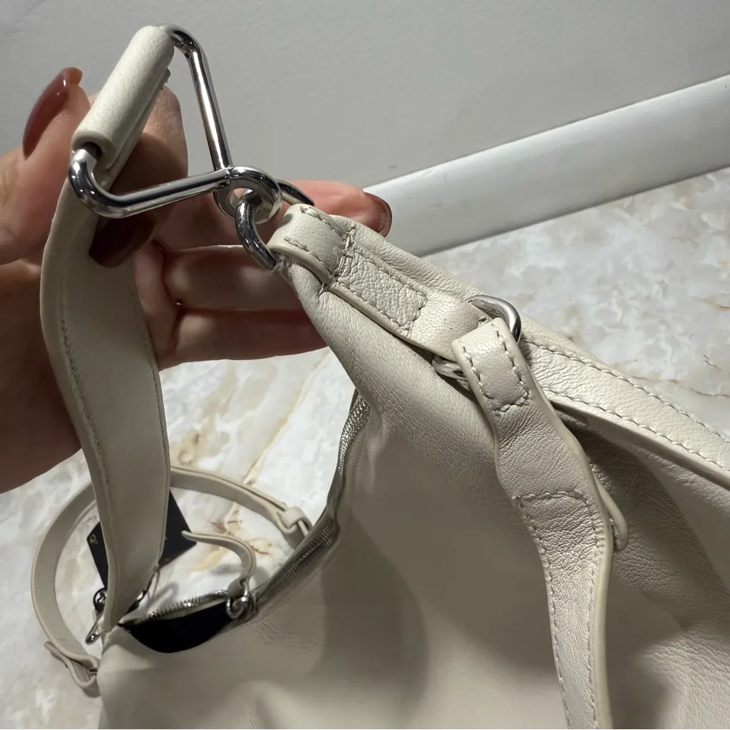 NWT Massimo Dutti Nappa Leather‎ Bag With Double Strap In Cream - Image 14