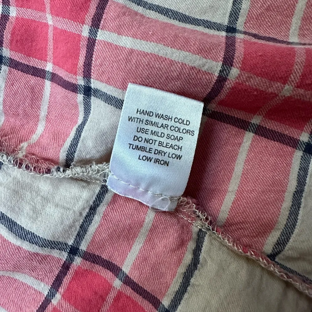 Charlotte Russe Plaid Long Sleeve Collared Button Down Shirt Pink/Cream - Small - Image 5