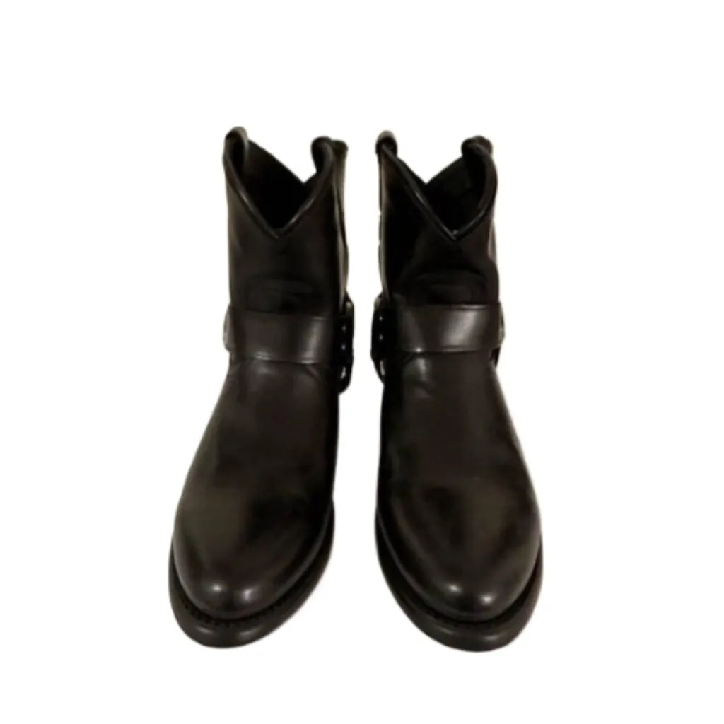 Frye Wyatt Harness Leather Black Short Southern/Western Cowboy Vintage AnkleBoot - Image 2