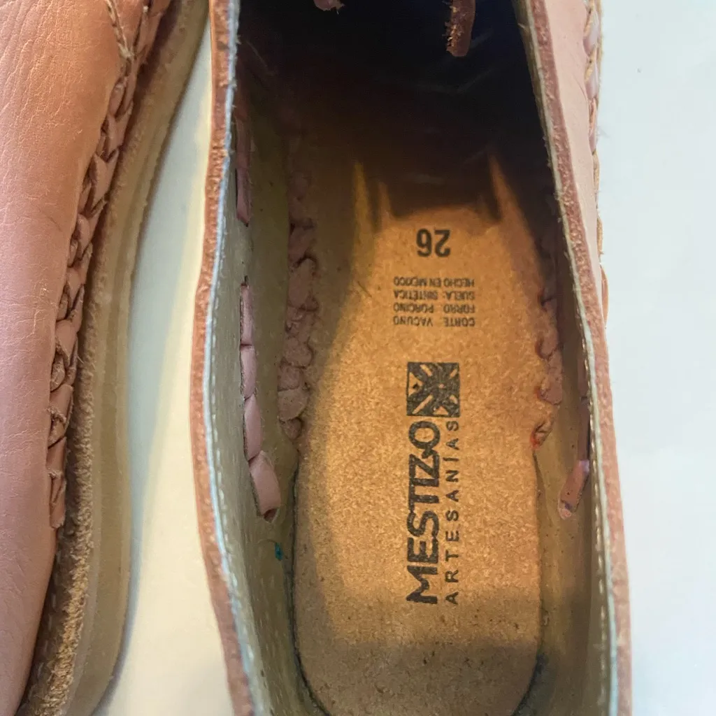 Mestizo women’s shoes, genuine embroidered leather woven size 26/ 9.5 Pink - Image 6