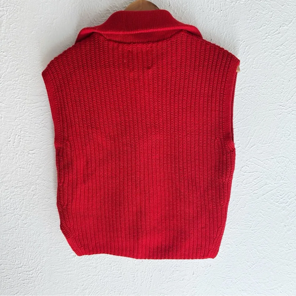 Abercrombie & Fitch Half Zip Sweater Vest Red Sz XS preppy heritage - Image 4