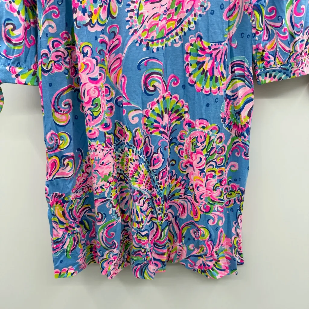 Lilly Pulitzer Cath Dress Women’s Sz Small Mermaid Grotto‎ 3/4 Tie Sleeve Casual - Image 4