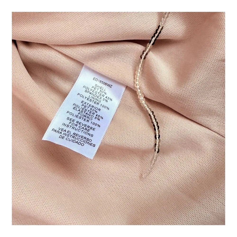 NEW En Creme Mini Robe WRAP DRESS & BELT Silver Sequin Fringe Women's MED Nude - Image 6