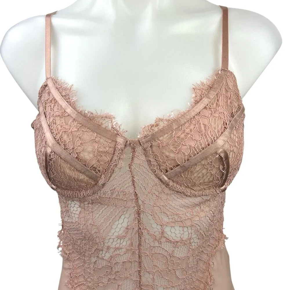 Bardot Britney Pink Lace Sleeveless Strap Cami Corset Underwire Bodysuit Top 8/M - Image 6