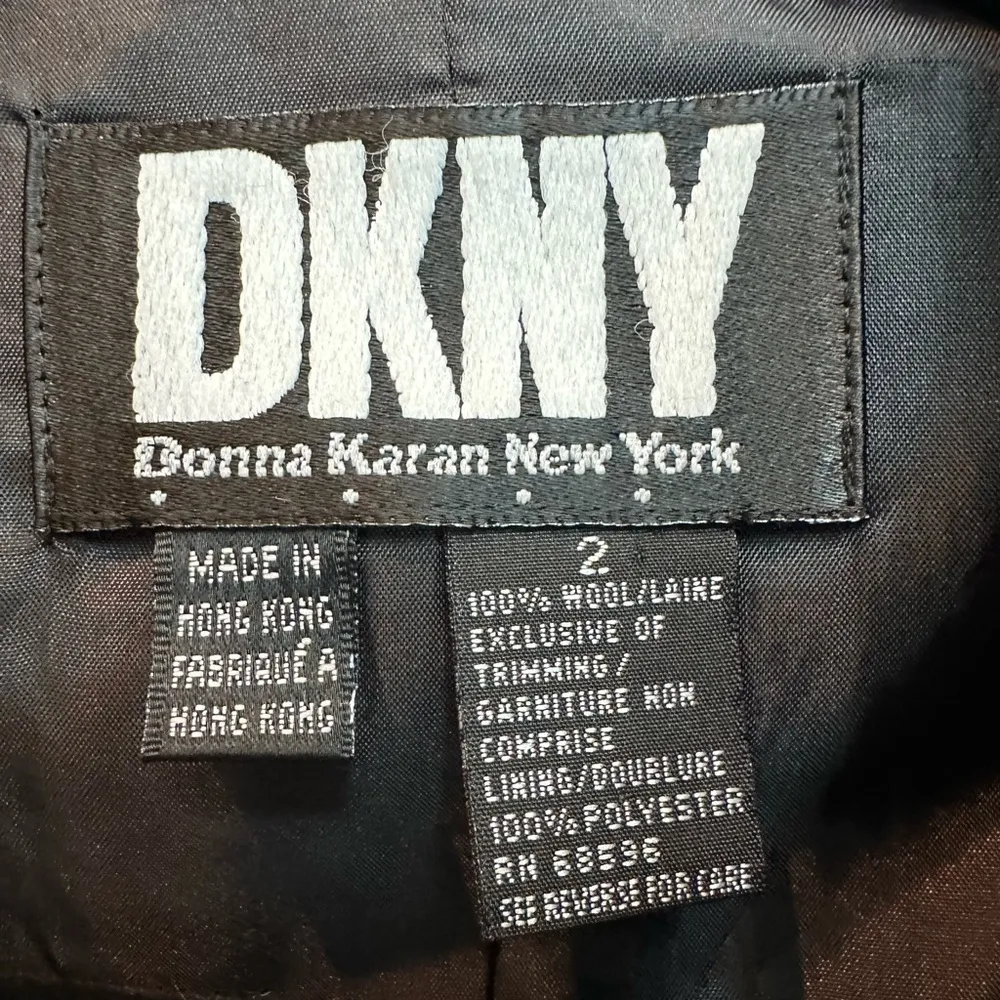 Vintage DKNY Donna Karan New York 100% Wool Black Blazer Velvet Trim Size 2 XS - Image 7