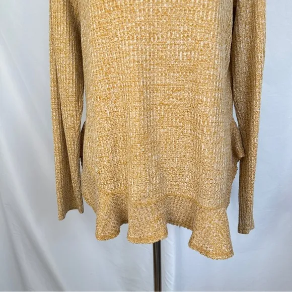 Anthropologie Saturday Sunday Wendy Waffle Top Womens Large Mustard‎ Ruffle Back - Image 6