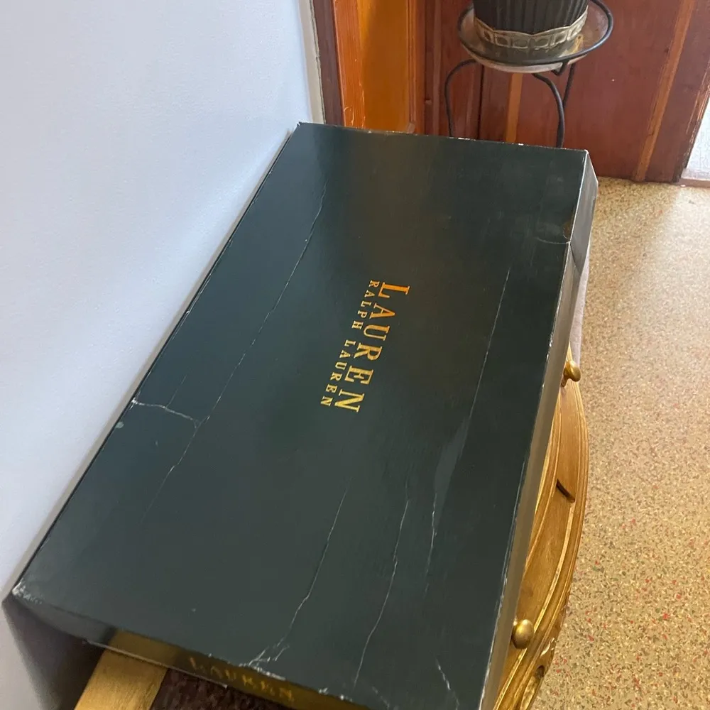 Ralph Lauren Dk Brown Burnished Calf Leather Becca Heels Wide Calf Boots  10M - Image 6