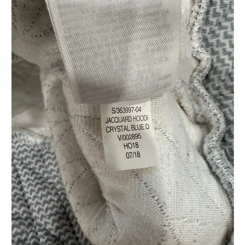 Gap Fit Hoodie Jaquard Print funnel neckline Size Medium Grey White Athletic - Image 4