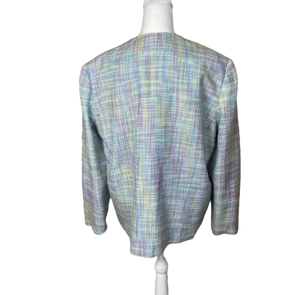 Alfred Dunner Womens Size 16 Pastel Plaid Lined Button-up Jacket Blazer Easter - Image 4