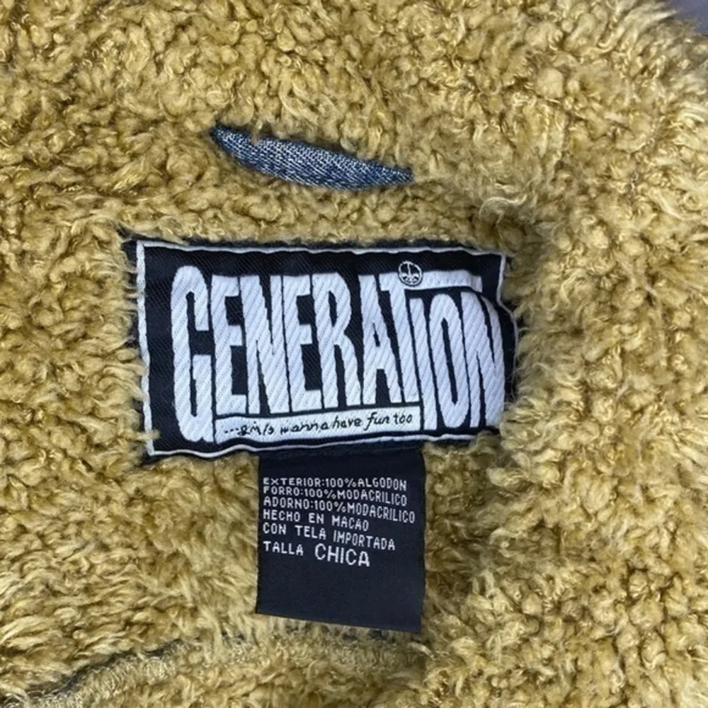 Vintage Generation Sherpa Lines Denim Jacket Y2K Size Large Blue - Image 8