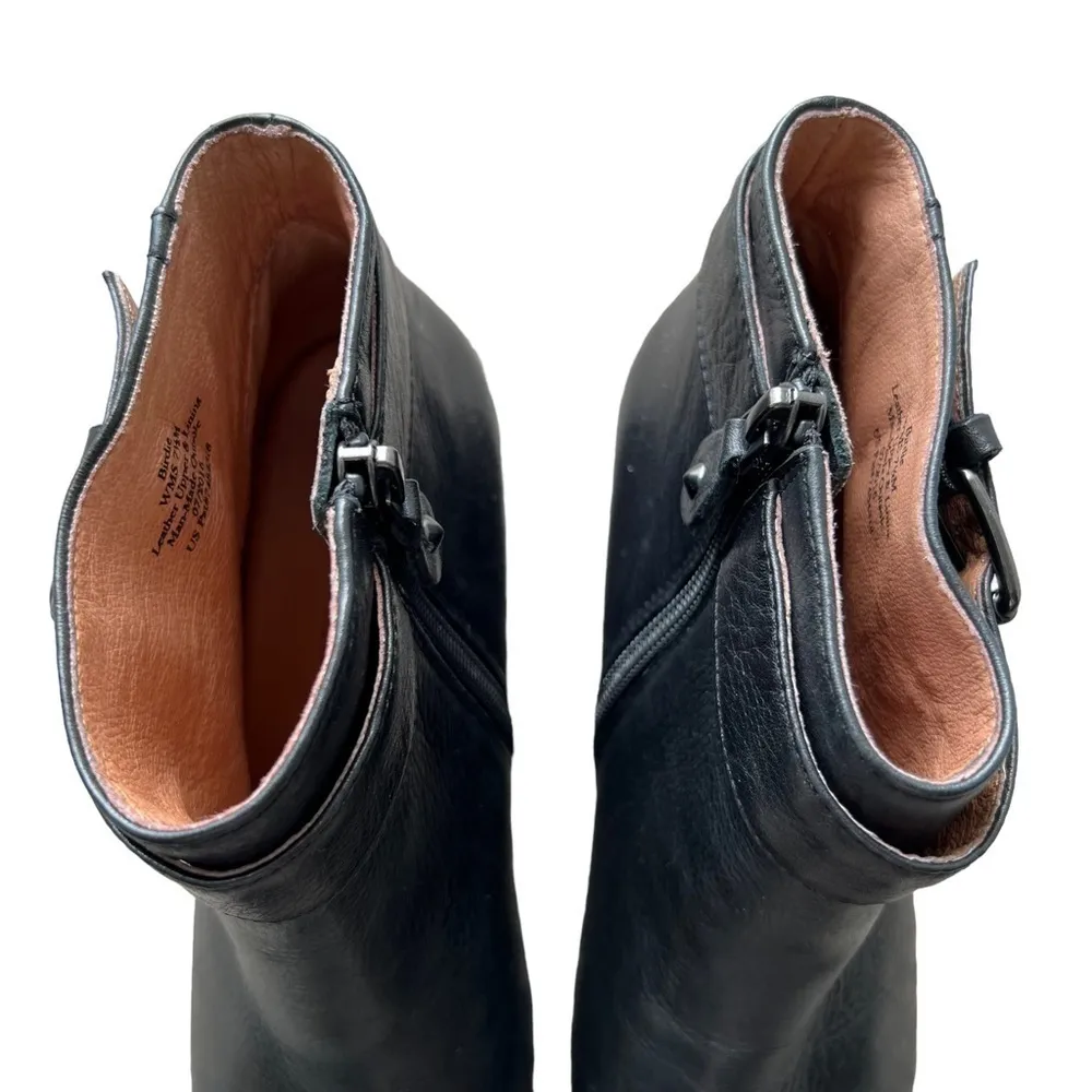 Gentle Souls by Kenneth Cole - Birdie Black Ankle Wedge Leather Booties Sz 7.5 - Image 4