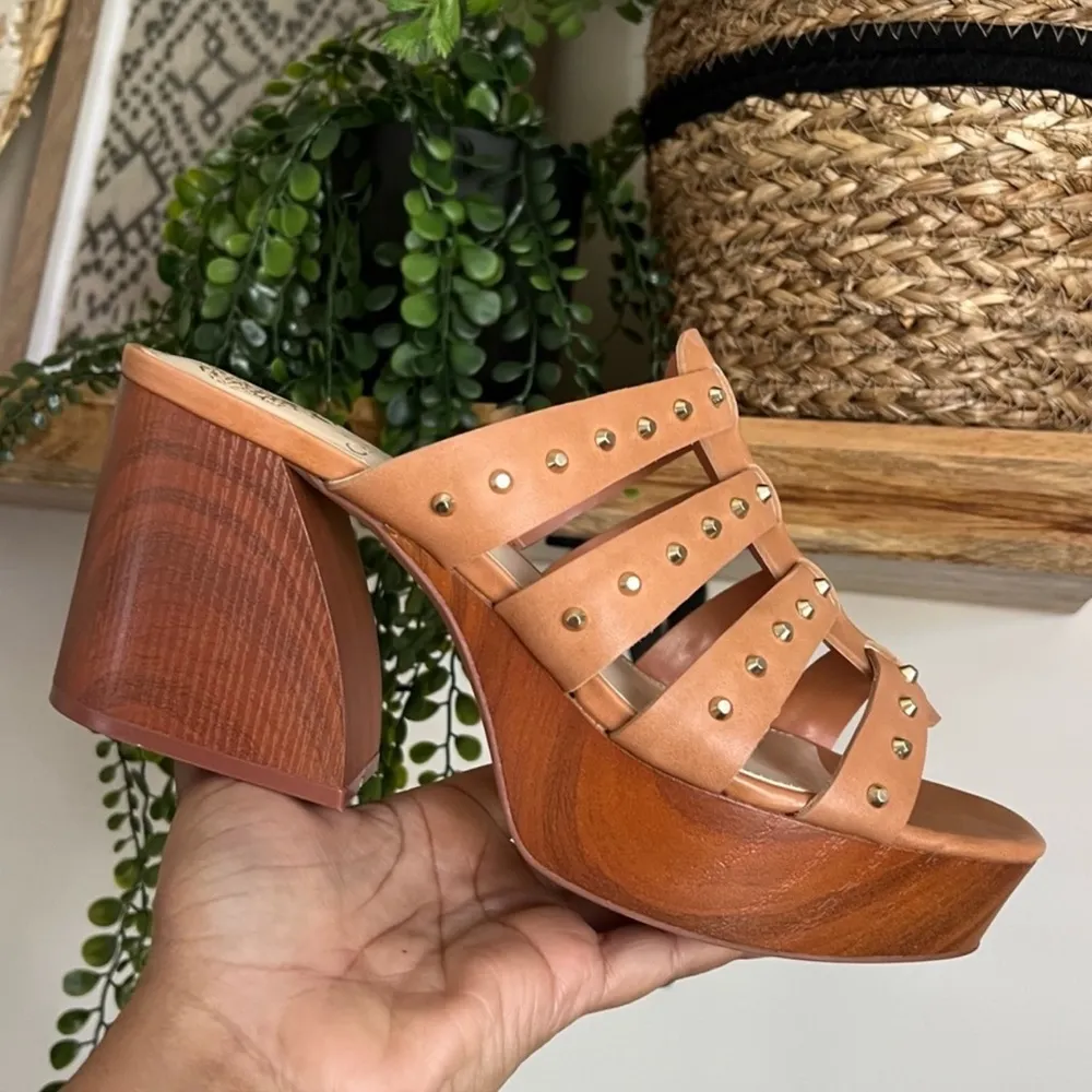 Charmie Chunky Heel Platform Sandals Tan Size 9 - Image 3