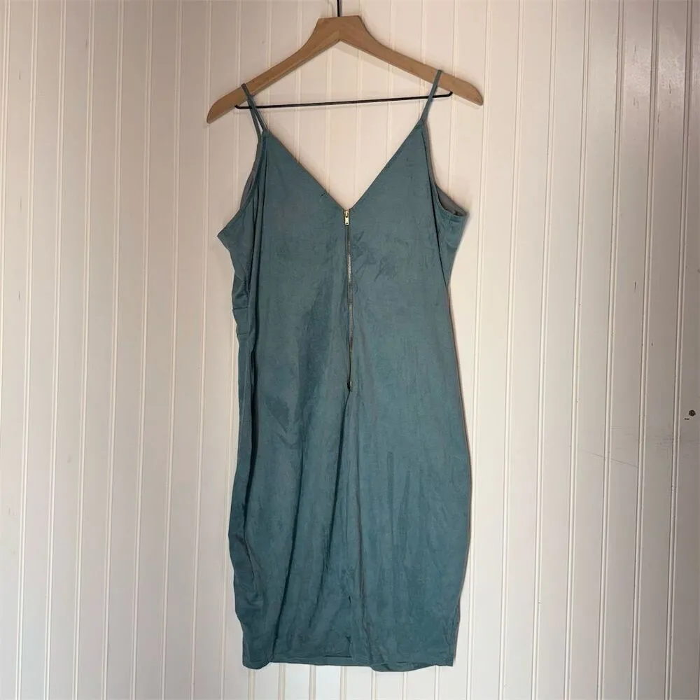 Charlotte‎ Russe+ 1X Teal Blue Faux Suede Bodycon Dress Y2K Soft Grunge Party - Image 3