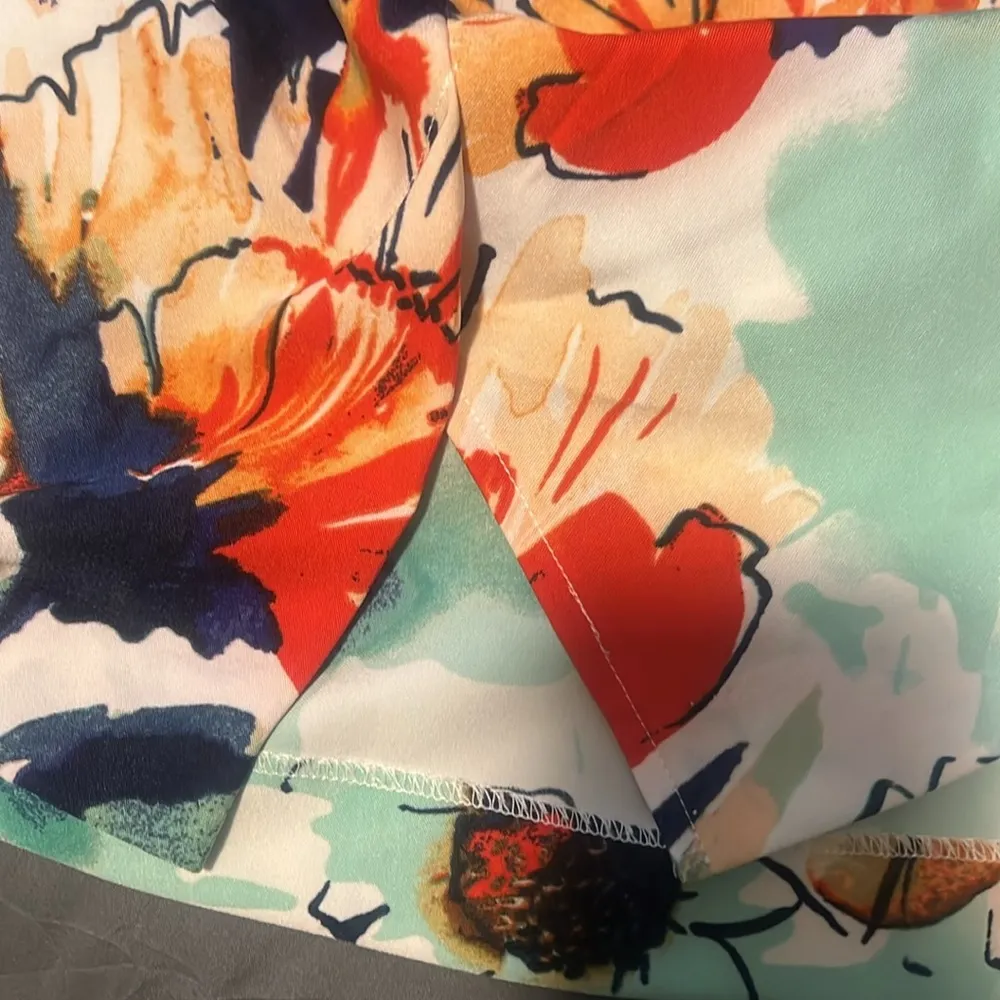 Maya Broke Sz 20 2X Sleeveless Floral Print Midi Skirt White - Image 9