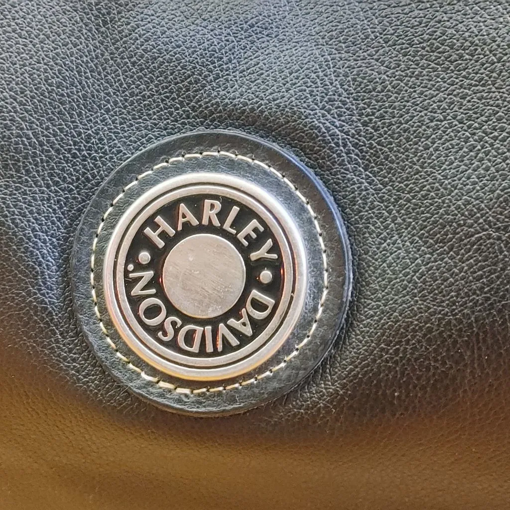 Harley Davidson Black Leather Genuine Bucket Bag Drawstring Shoulder Suede Strap - Image 5