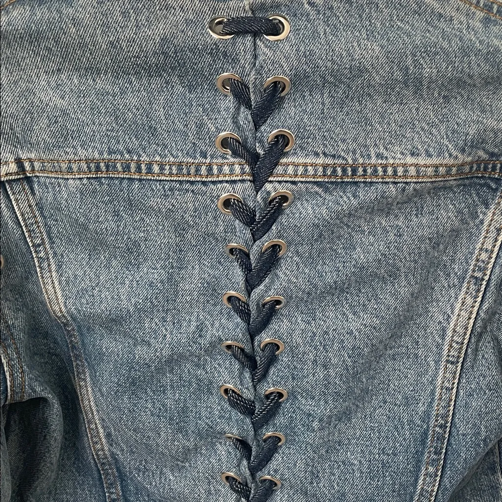 Sandro Blue Denim jacket with lace - Image 11