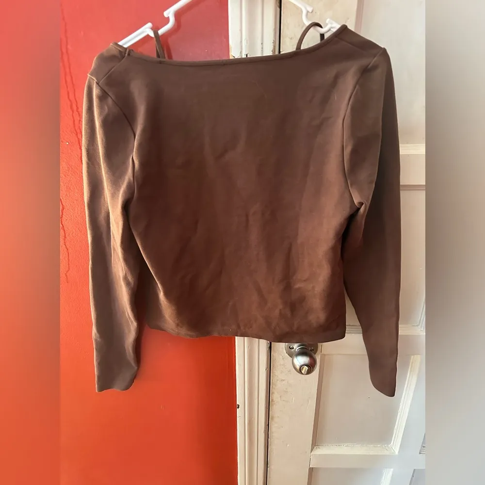 Abercrombie & Fitch Long Sleeve Strappy Ponte Top Brown Large - Image 7