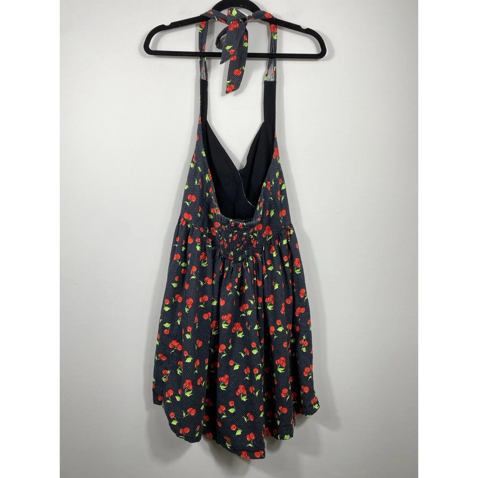Urban Outfitters Cherry Print Halter Dress Polka Dot Linen Blend S/P - Image 4