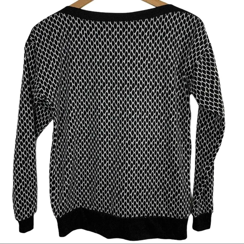 Ann Taylor Black Diamond Pattern Button Shoulder Sweater XS - Image 3