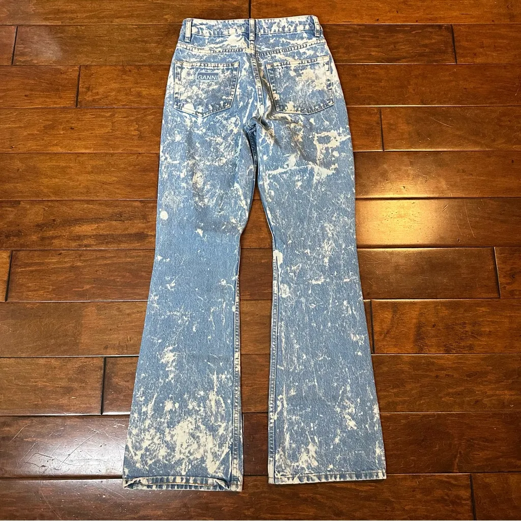 Ganni Blue Acid Wash Betzy Flare Jeans - Image 11