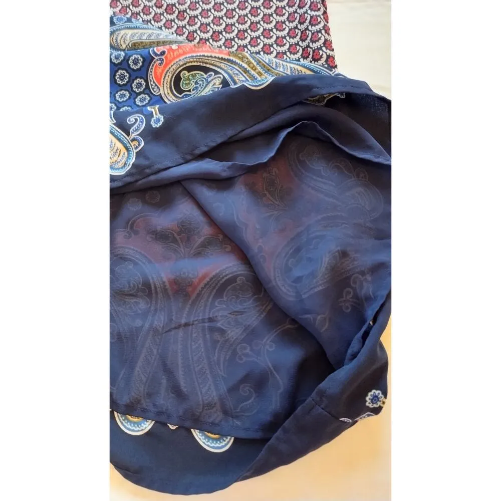 Forever 21  Contemporary  Red Blue Shirt Dress Boho Floral  3/4 Sleeves Medium - Image 13