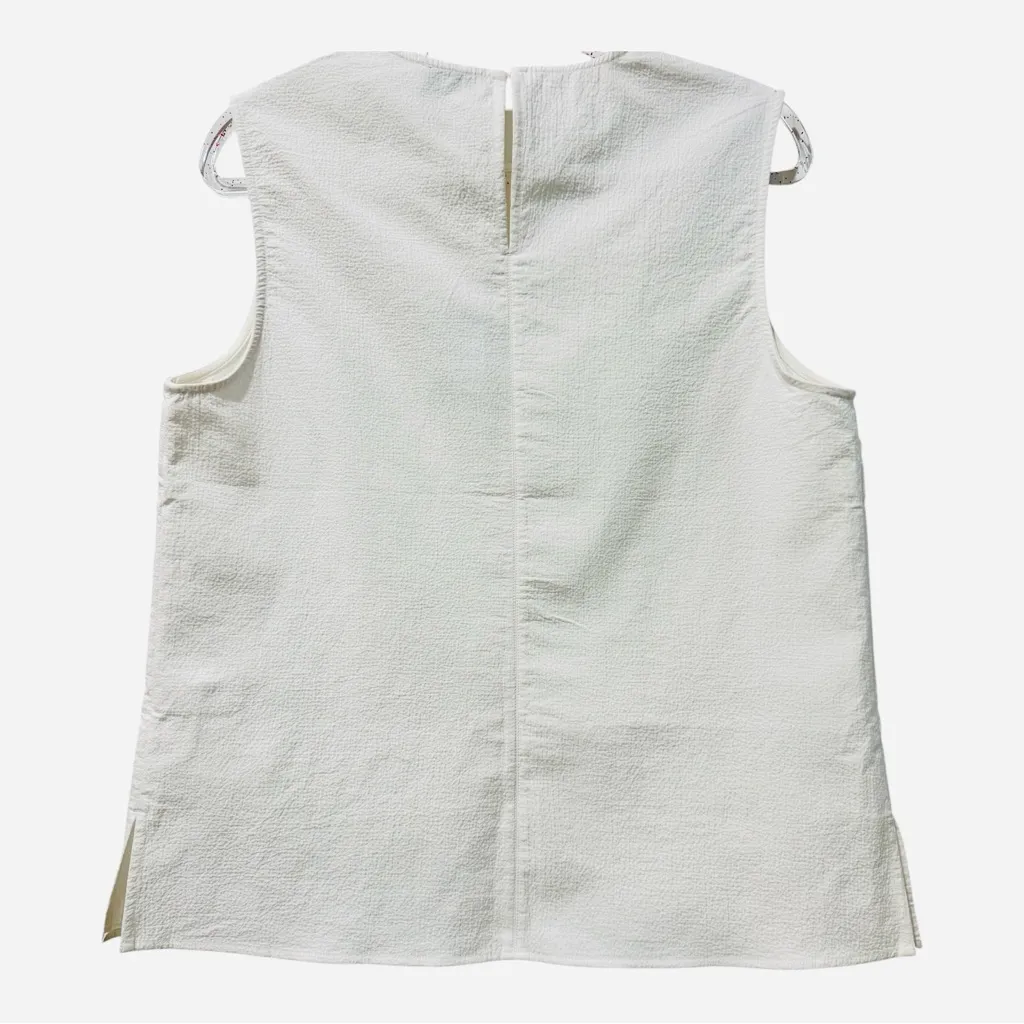 NWT COS SLEEVELESS‎ COTTON SEERSUCKER Shirt White Boxy TOP / Size 12 - Image 4